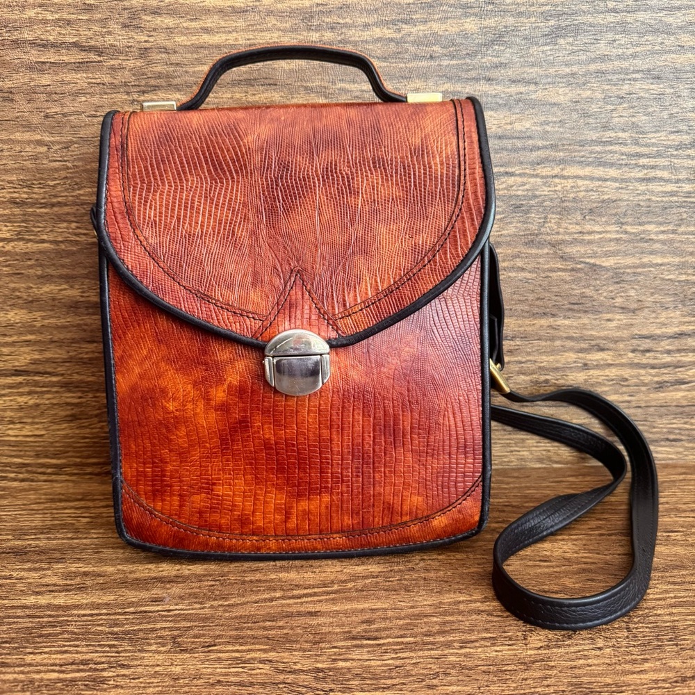 D. BREV Vintage‎ Alligator Crossbody Bag #B094A000408 Exotic Leather Top Handle